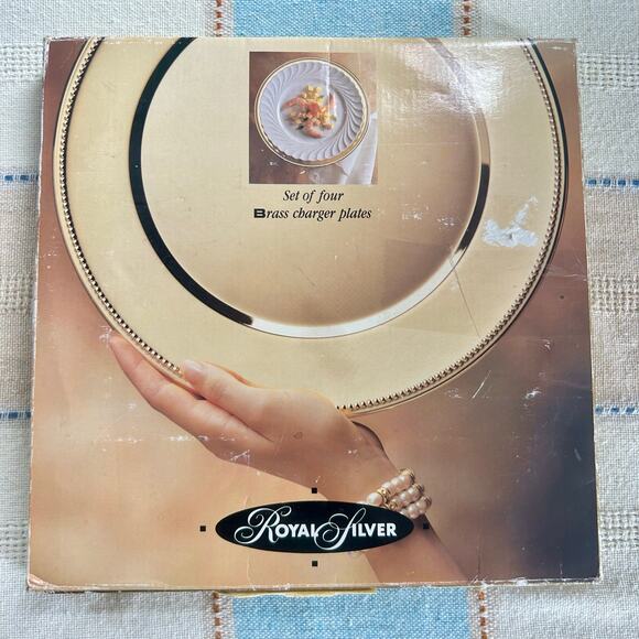 Set of 4 Vintage Royal Silver Brass Charger Plates – 11.5” Decorative Dinner Set - Picture 16 of 16